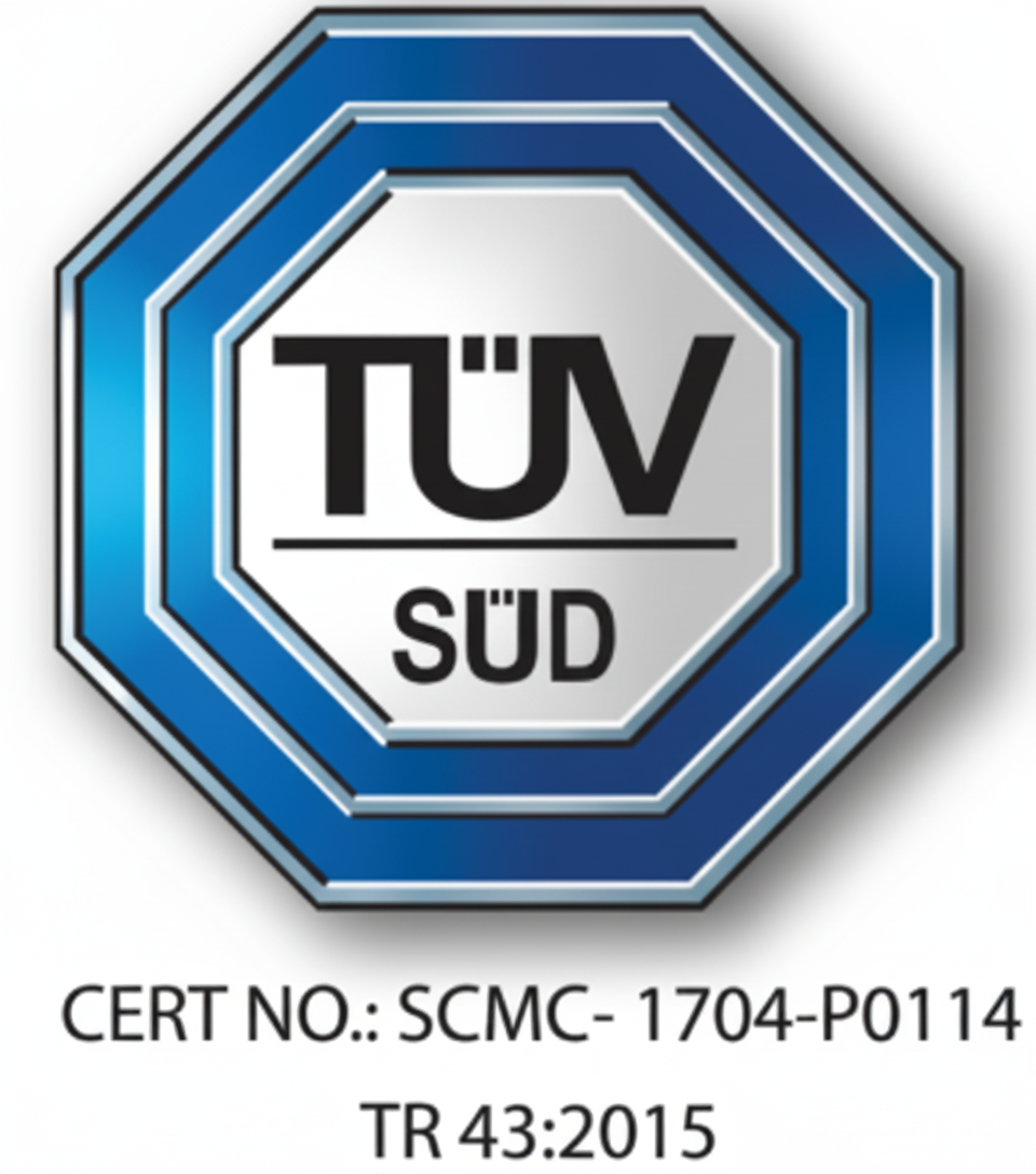 TÜV SÜD PSB Singapore Logo - CERT NO.: SCMC-1704-P0114 TR 43:2015